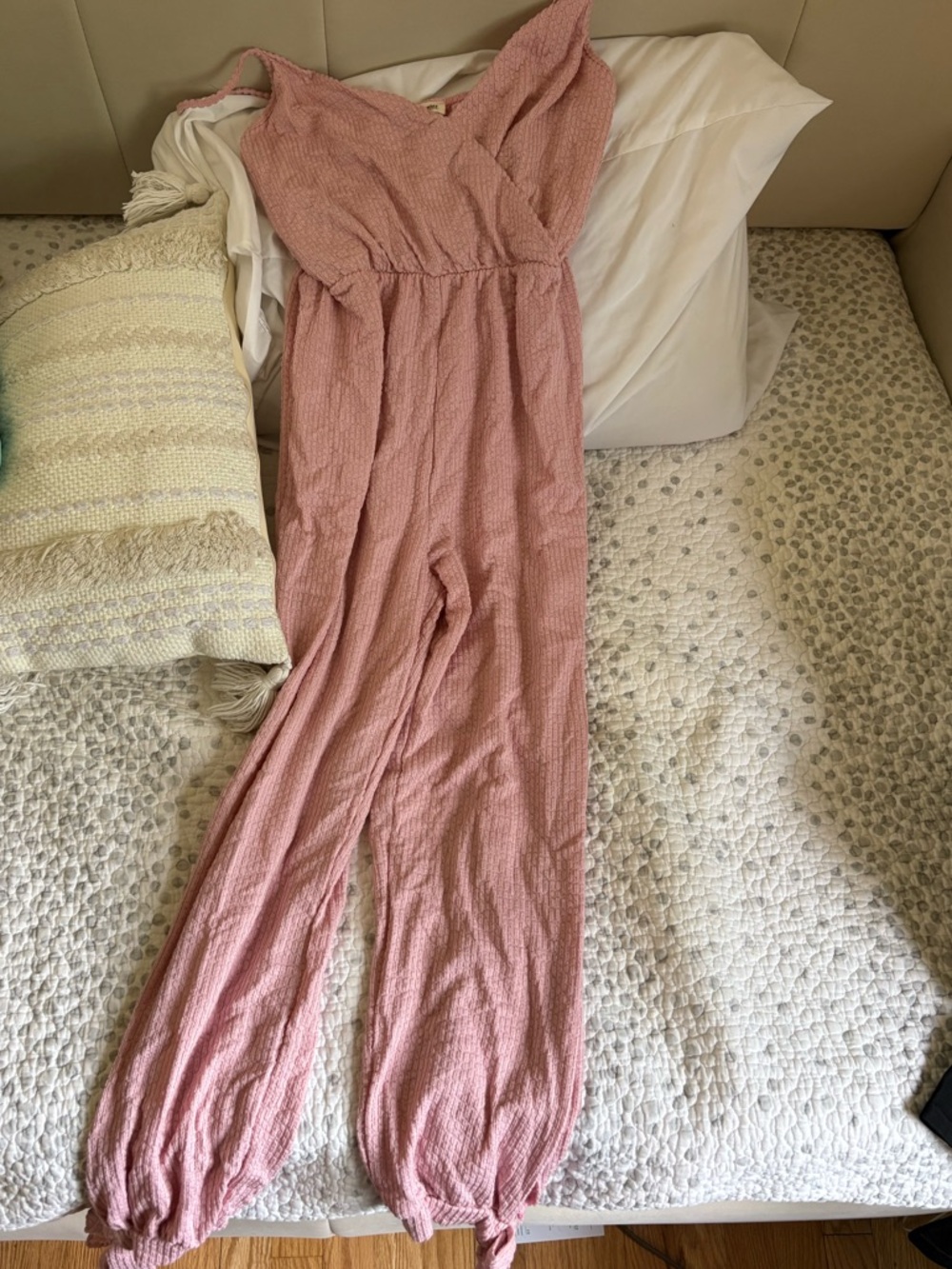 Rolla Coster Dusty Pink Textured Spaghetti-Strap Jumpsuit